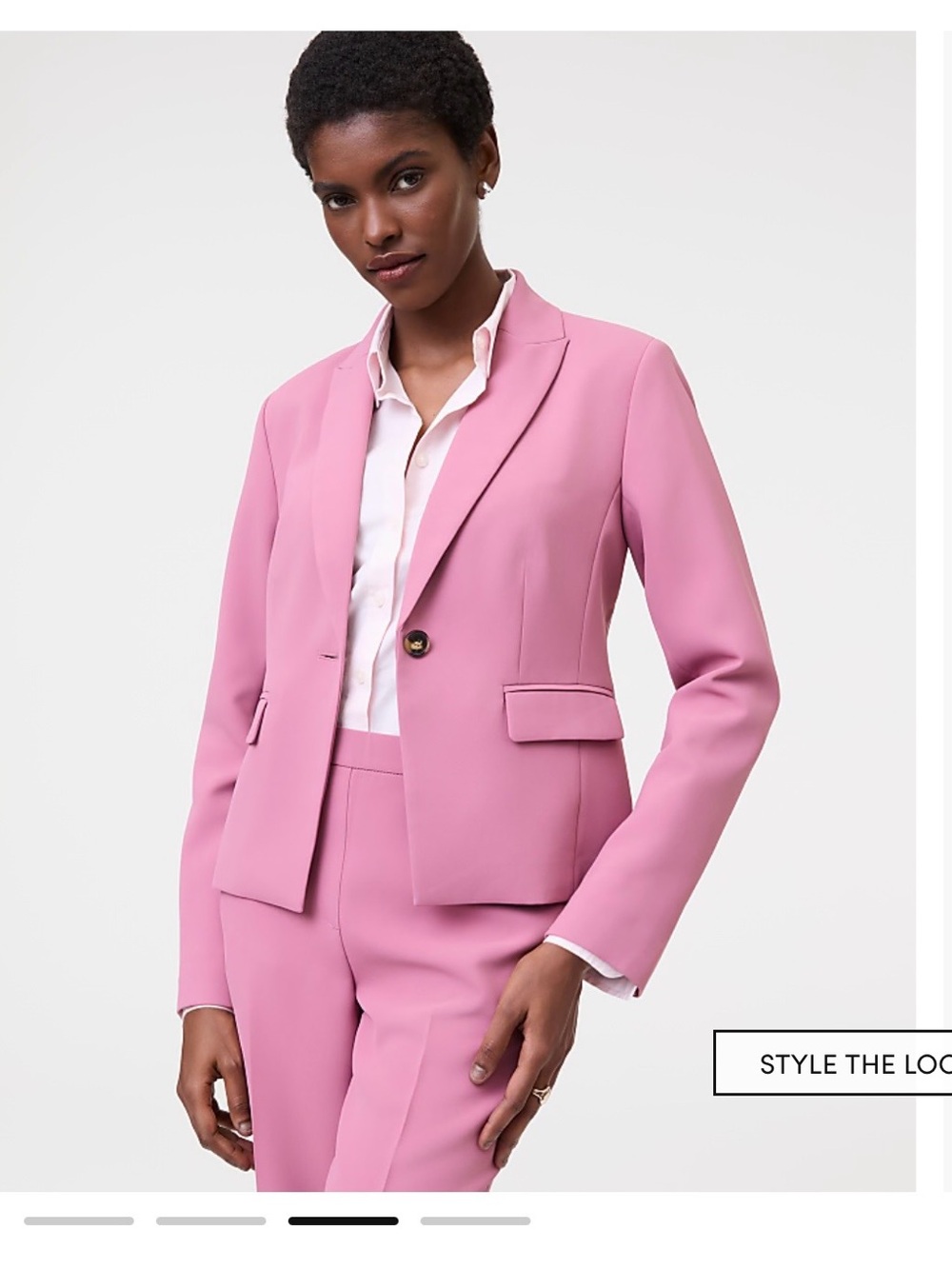 Ann Taylor Pink Tailored Single-Button Blazer and Matching Pants Size 0P/0